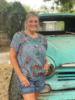 Denim Sage Top