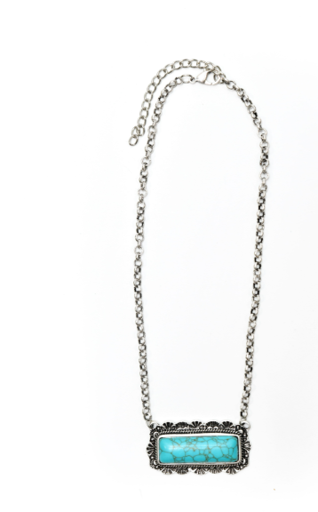 Stamped Border Bar Necklace