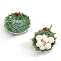 Holly Leaves & Berries Tidbit Dish