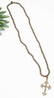 Tied Bead Necklace with Cross Charm