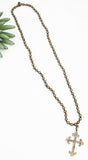 Tied Bead Necklace with Cross Charm